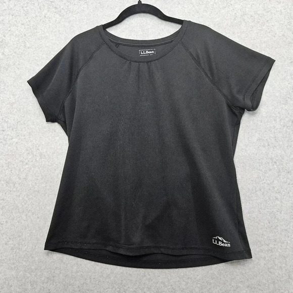 L.L. Bean Women's Black Short Sleeve Mesh‎ Top Size L Reg - Picture 1 of 4